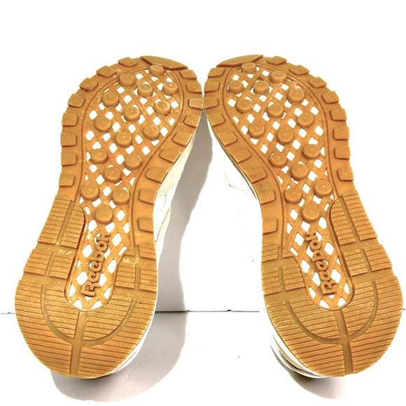 RARE Reebok Women's Classic Nylon & Suede Walking Sneakers Gold White Size 10 - Picture 6 of 9